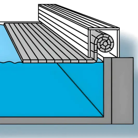 instalación en superficie cobertor piscina